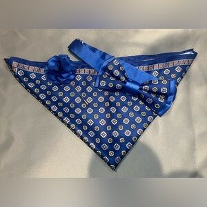 Elegant Blue Floral Bow Tie Set